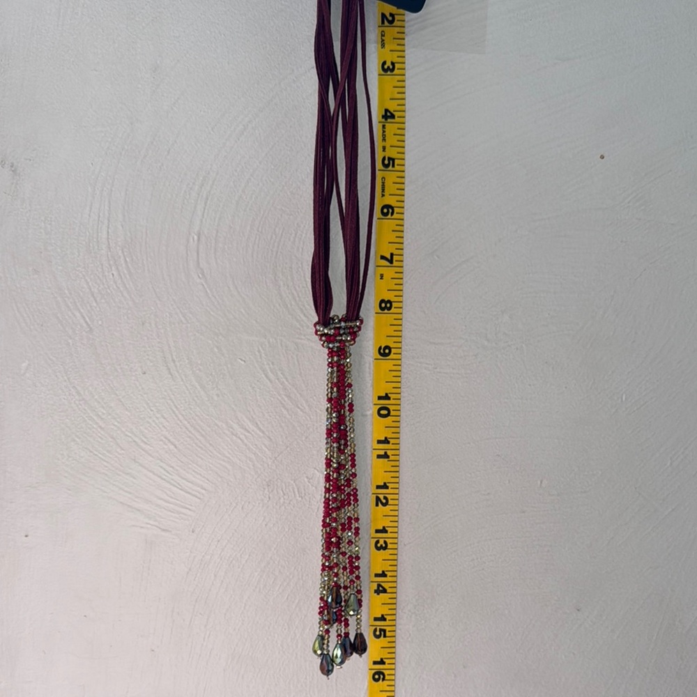 Elegant Maroon/Red, Gold, and Silver Colored Beaded Necklace